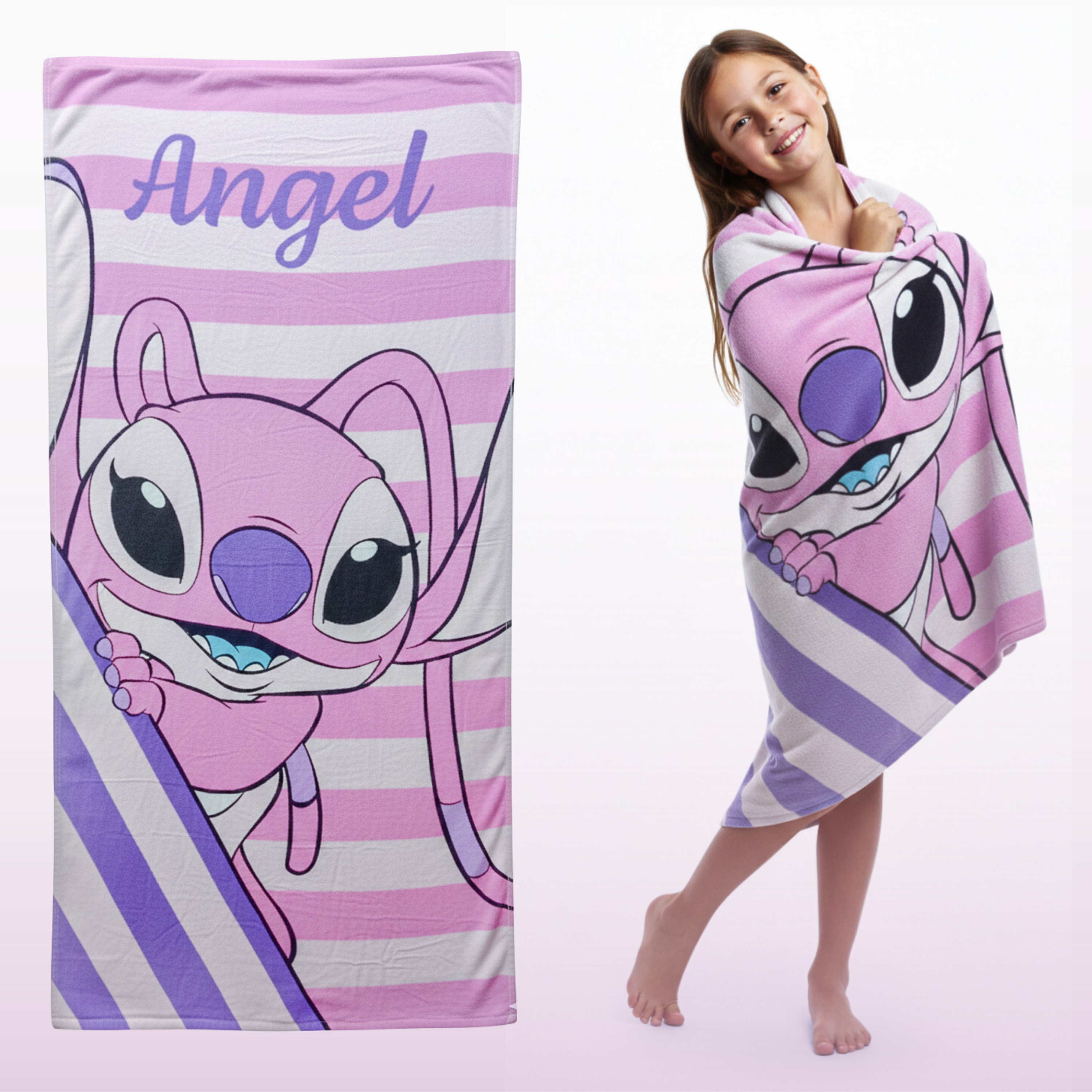 Angel Character Kids Super Soft Cotton Bath, Pool & Beach Towel – Large 59 x 29 Inch Absorbent Cartoon Towel for Babies, Toddlers & Kids