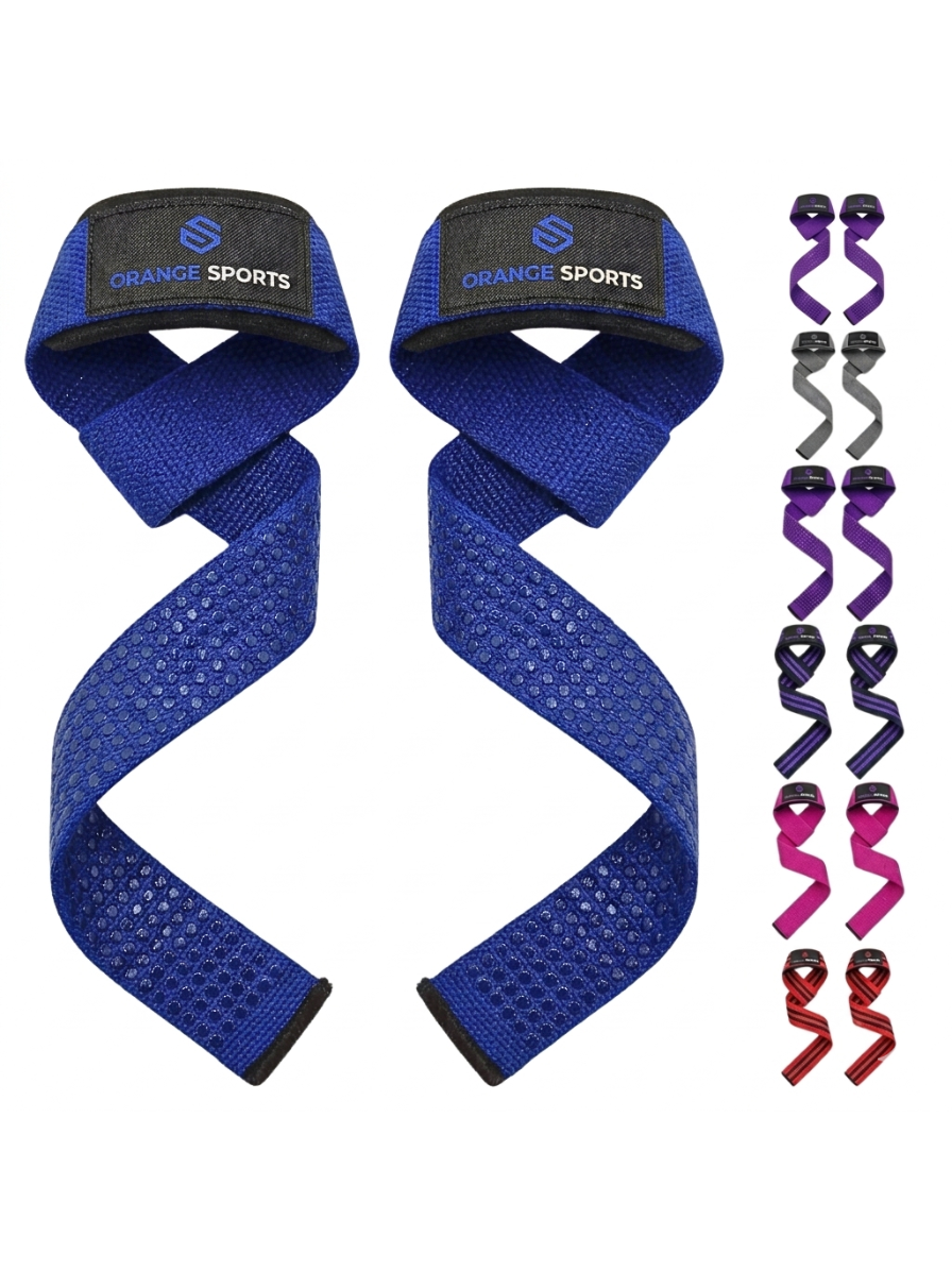 Orange Sports Weight Lifting Straps with Neoprene Wrist Support – Deadlift, Powerlifting &amp; Gym