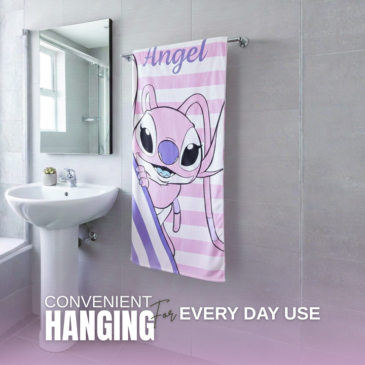 Angel Character Kids Super Soft Cotton Bath, Pool &amp; Beach Towel – Large 59 x 29 Inch Absorbent Cartoon Towel for Babies, Toddlers &amp; Kids