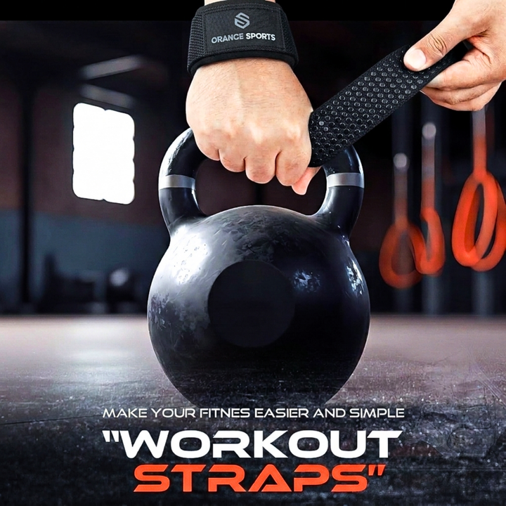 Orange Sports Weight Lifting Straps with Neoprene Wrist Support – Deadlift, Powerlifting &amp; Gym