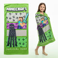 Minecraft Kids Character Bath, Pool & Beach Towel – Super Soft Cotton, Quick Dry, Lightweight, Large 56 x 30 Inch Gamer Towel for Boys & Girls