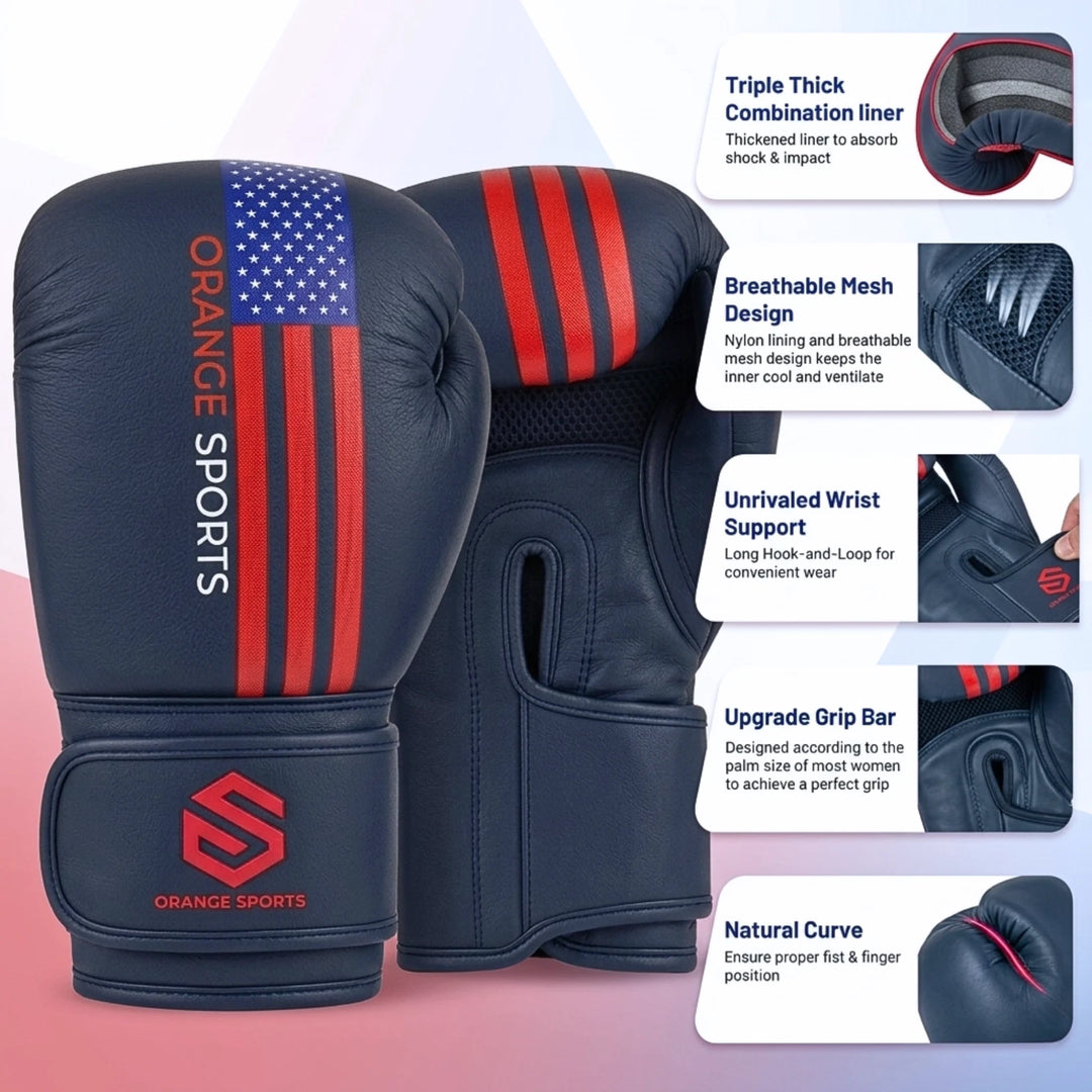 Orange Sports Synthetic Leather Boxing Gloves – Black &amp; Red, 8 oz, 10 oz &amp; 12 oz
