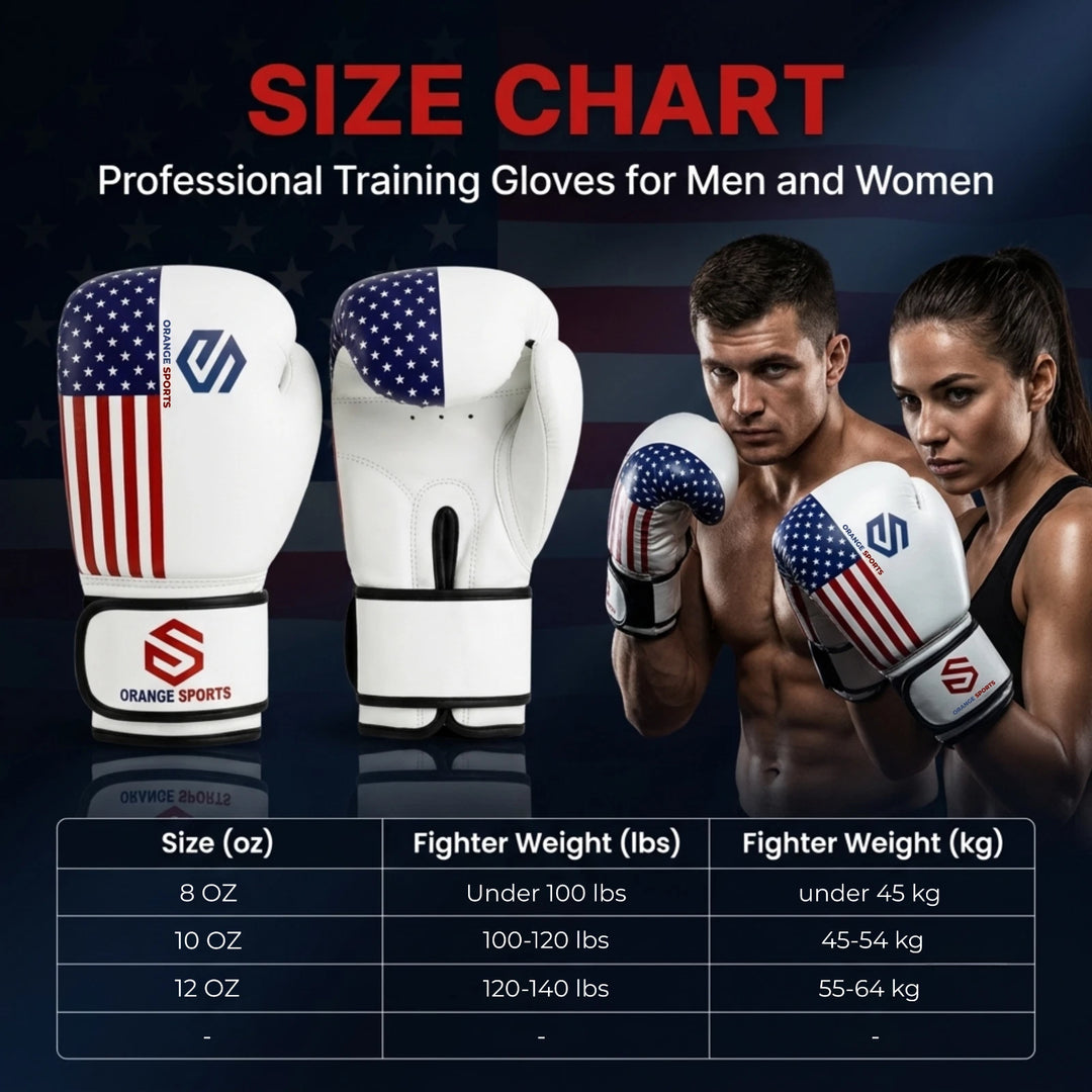 Orange Sports Boxing Gloves for Sparring, Muay Thai &amp; MMA – 8 oz, 10 oz &amp; 12 oz