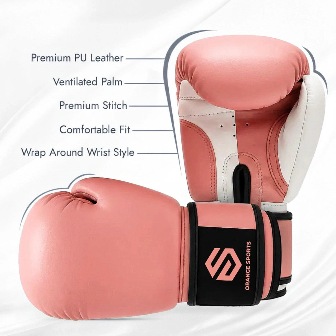 Pink Boxing Gloves Sparring Mitts Muay Thai Punching bag Kickboxing MMA Training