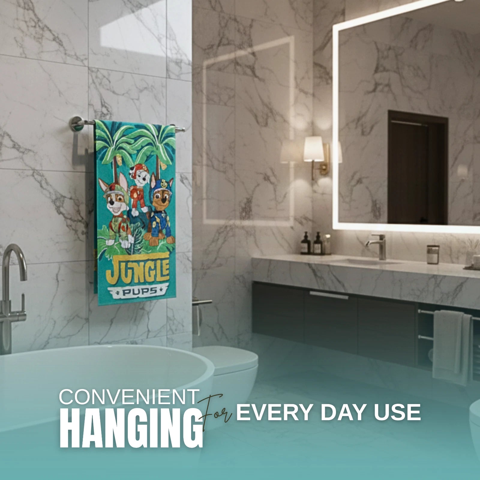 Jungle Pups Character Super Soft Cotton Bath / Pool / Beach Towel – 60 x 31 Inches