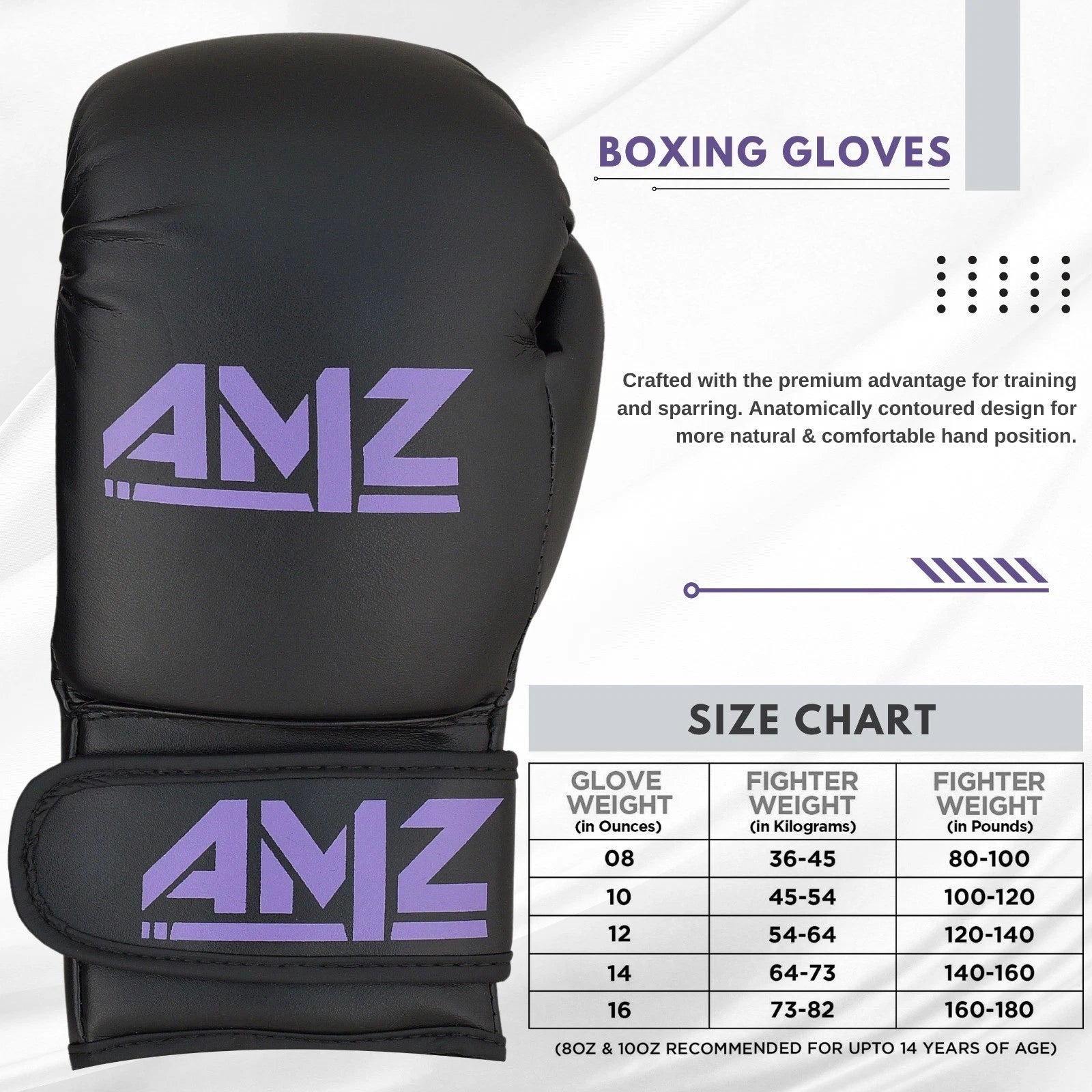 AMZ Boxing Gloves – Training, Sparring, MMA, Muay Thai, Gym 6 oz.