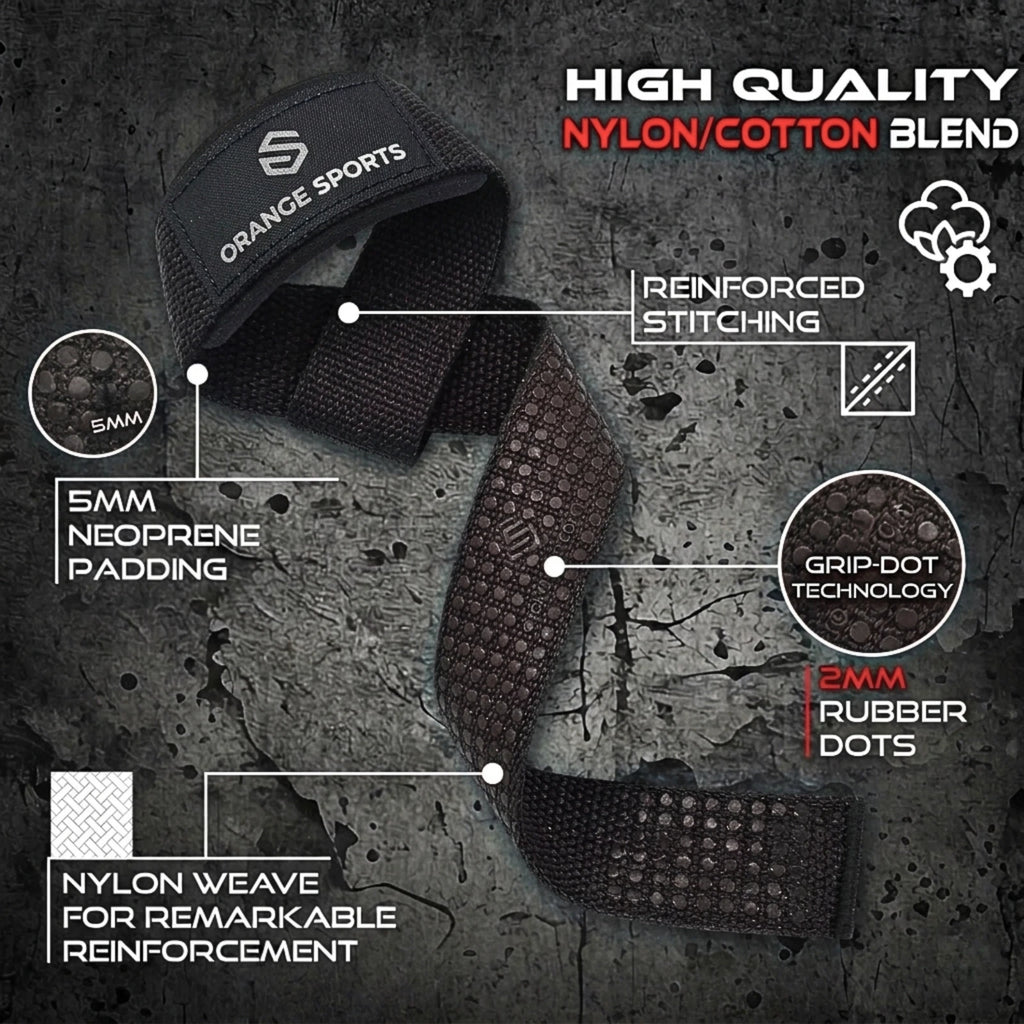 Weight Lifting Straps with Neoprene Wrist Support for Gym & Powerlifting