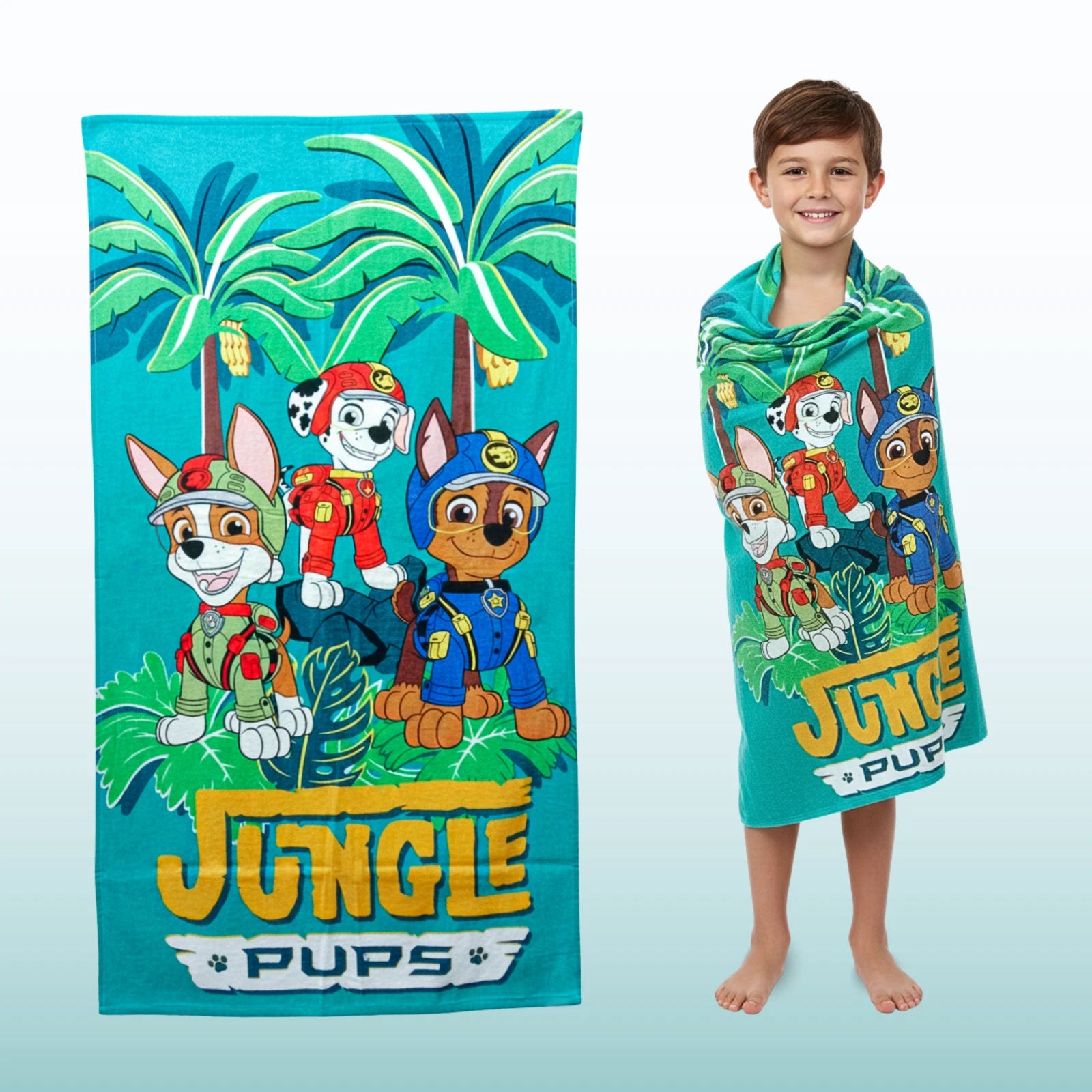 Jungle Pups Character Super Soft Cotton Bath / Pool / Beach Towel – 60 x 31 Inches