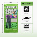 Minecraft Kids Character Bath, Pool & Beach Towel – Super Soft Cotton, Quick Dry, Lightweight, Large 56 x 30 Inch Gamer Towel for Boys & Girls
