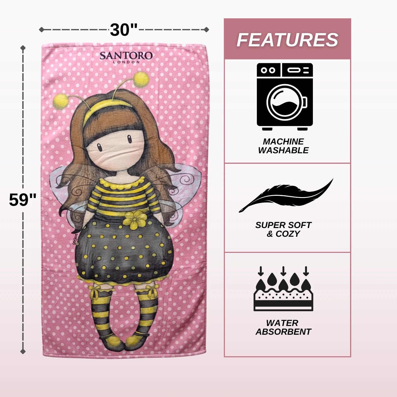 Kids Super Soft Cotton Bath/Pool/Beach Towel, Santoro (59 x 30) inches