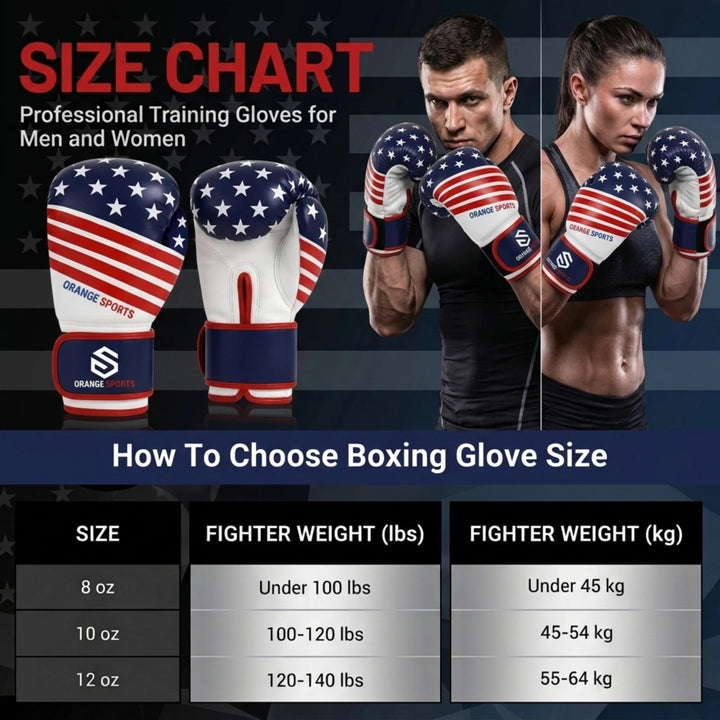 Orange Sports Boxing Gloves for Muay Thai, Kickboxing &amp; MMA – 8 oz, 10 oz &amp; 12 oz