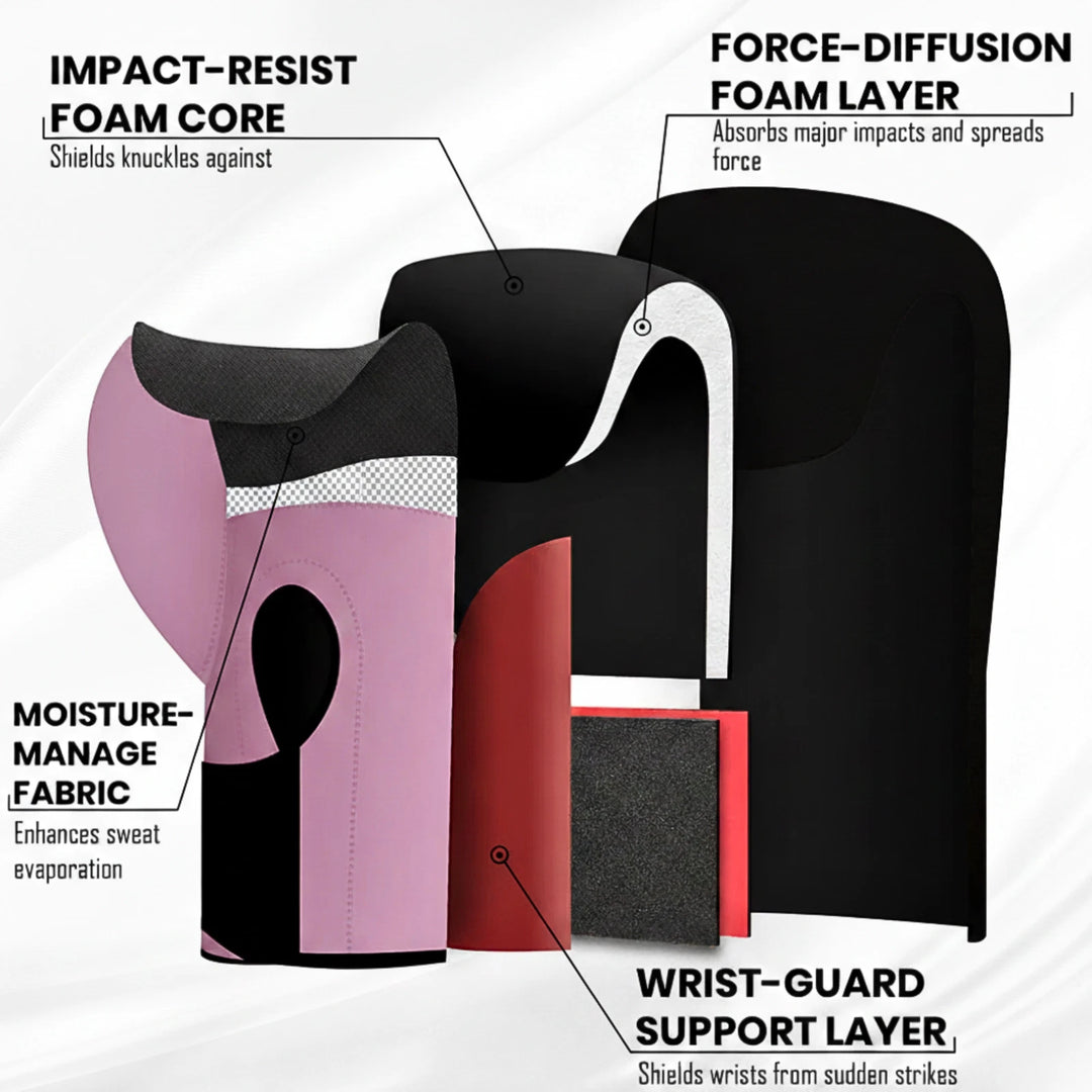 Orange Sports Beginner Gel Boxing Gloves – Black &amp; Pink, 10 oz &amp; 12 oz