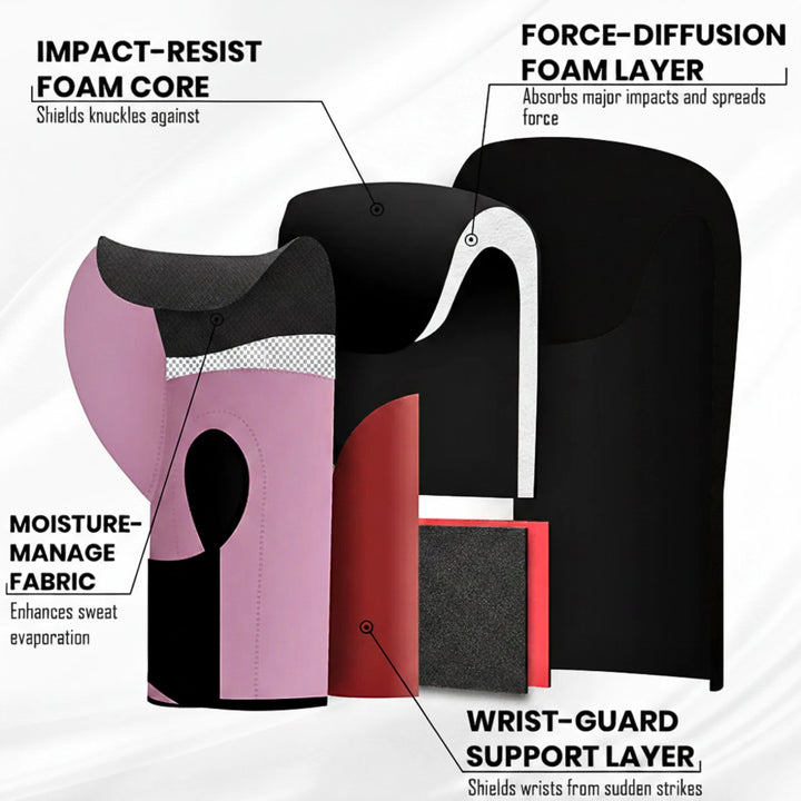 Orange Sports Beginner Gel Boxing Gloves – Black &amp; Pink, 10 oz &amp; 12 oz