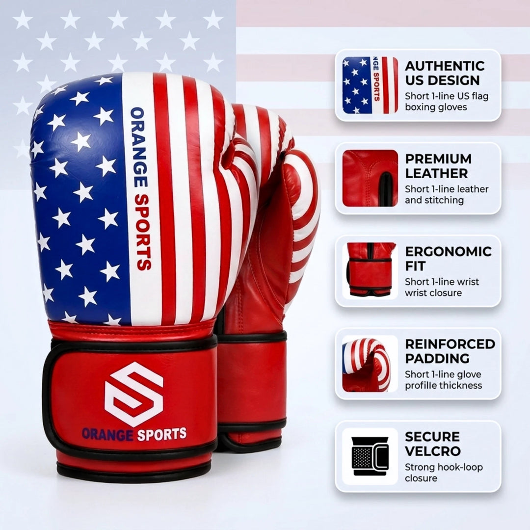 Orange Sports Boxing Gloves for Muay Thai, Kickboxing &amp; MMA – 8 oz, 10 oz &amp; 12 oz