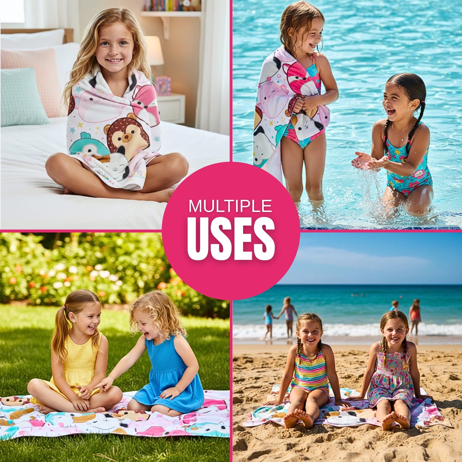 Kids Squishmallow Character Super Soft Cotton Bath/Pool/Beach Towel, (54 x 28)"