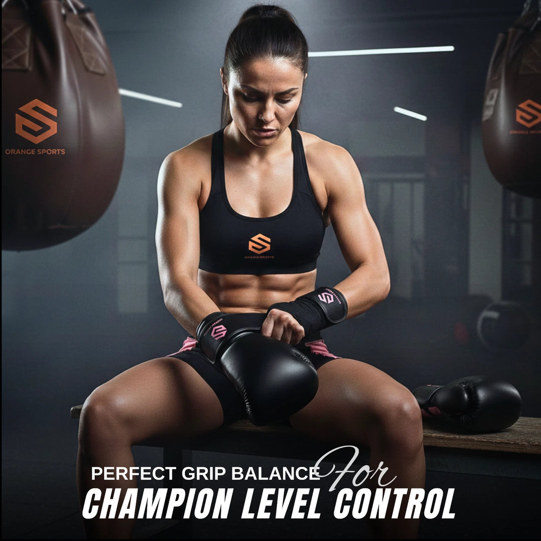 Orange Sports Beginner Gel Boxing Gloves – Black &amp; Pink, 10 oz &amp; 12 oz