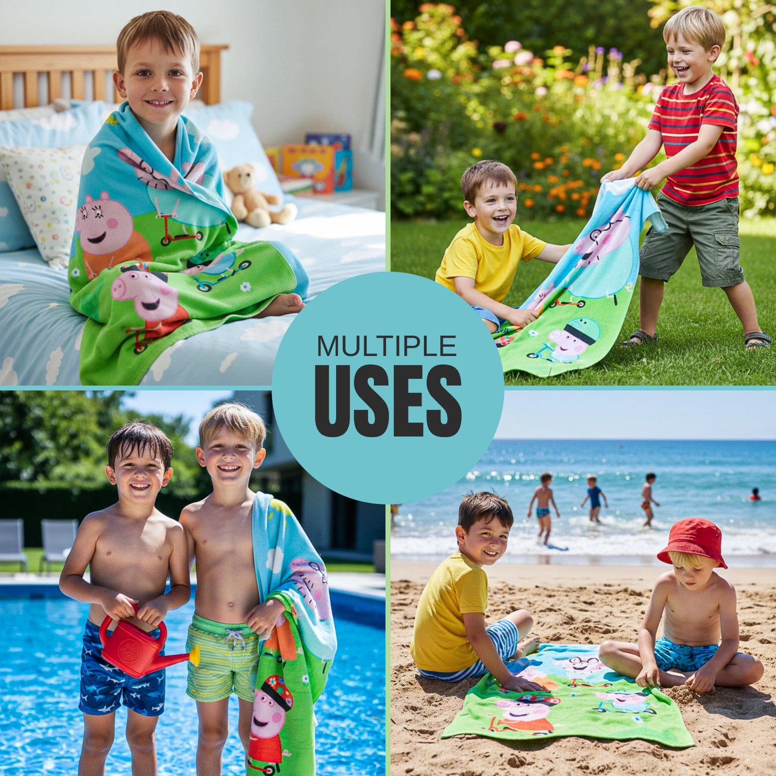 Cycling Character Kids Super Soft Cotton Bath, Pool & Beach Towel – Lightweight Quick-Dry Absorbent Towel for Kids (55 x 28 in)