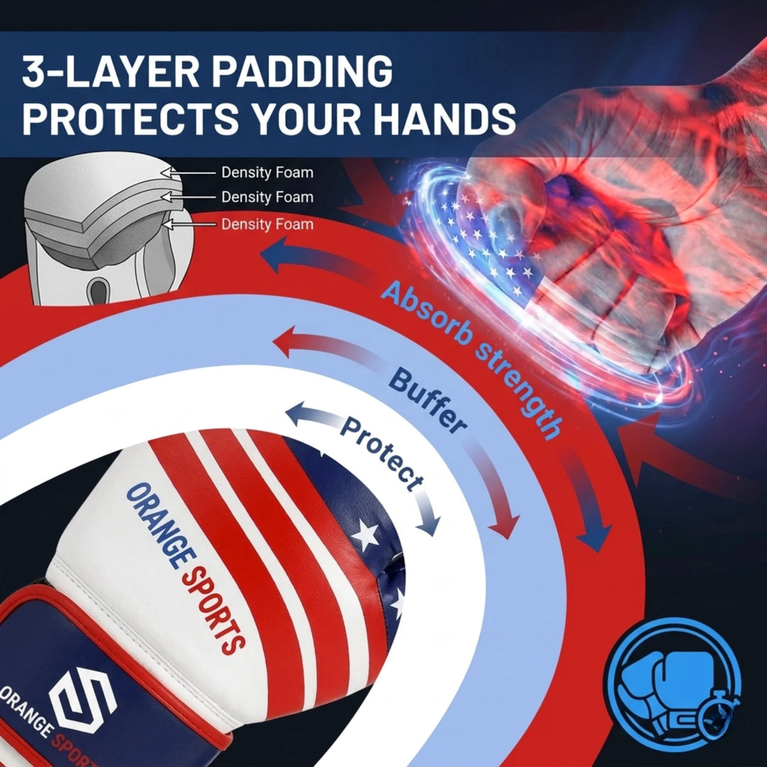Orange Sports Boxing Gloves for Muay Thai, Kickboxing &amp; MMA – 8 oz, 10 oz &amp; 12 oz