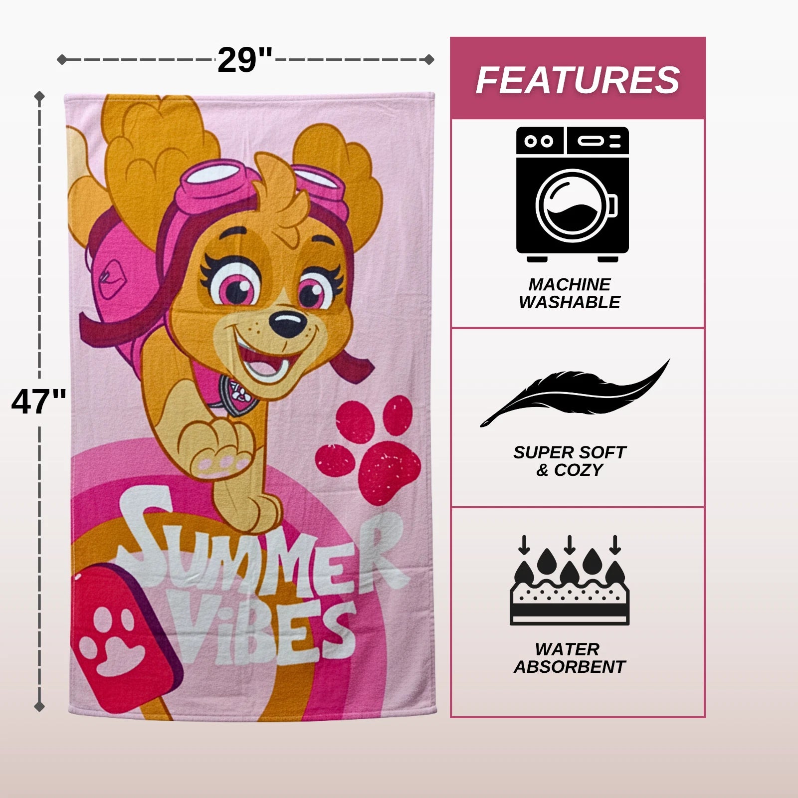 Kids Bath Towels | Soft Thick Absorbent Cotton (29X47 inches) Beach Pool