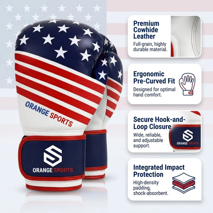Orange Sports Boxing Gloves for Muay Thai, Kickboxing &amp; MMA – 8 oz, 10 oz &amp; 12 oz