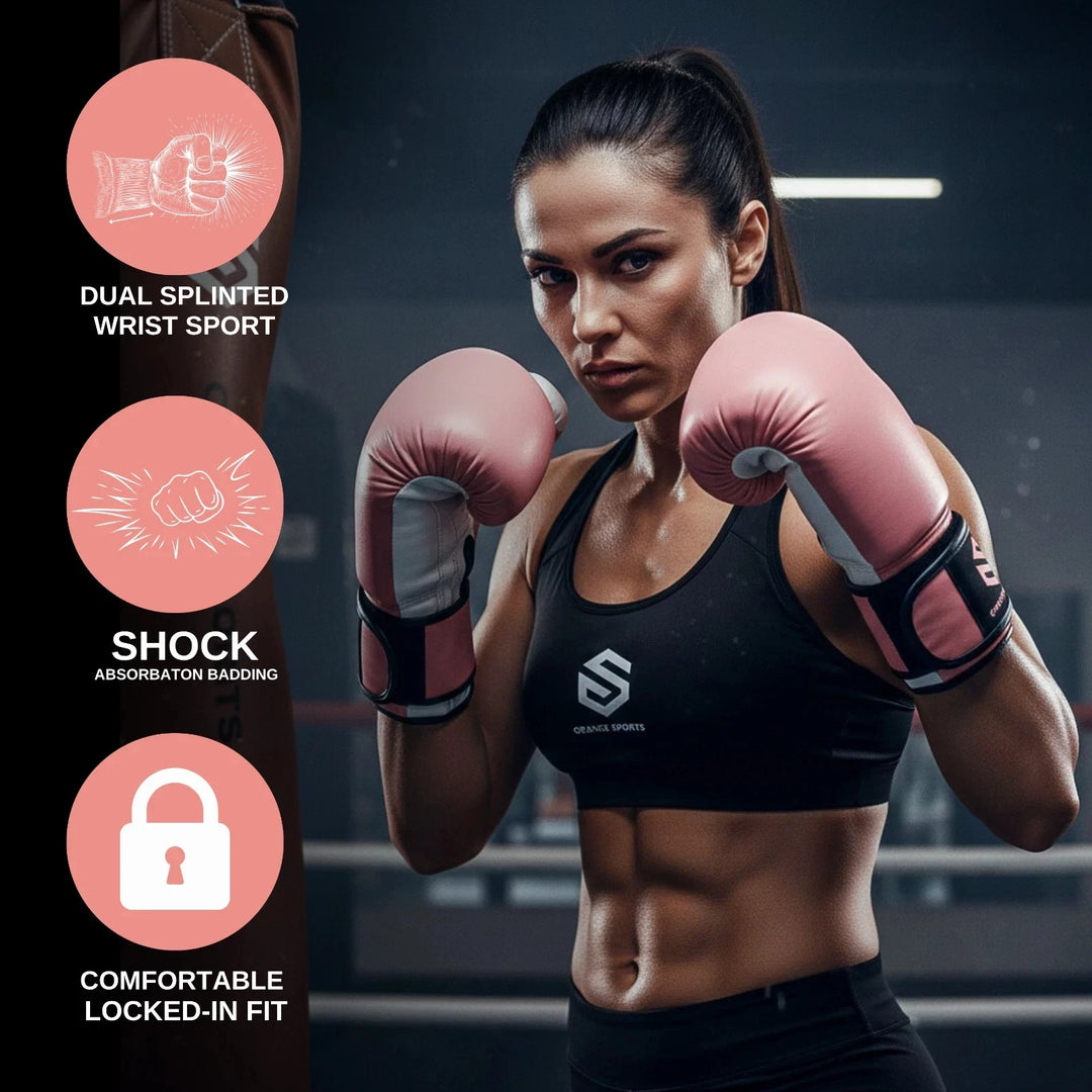 Pink Boxing Gloves Sparring Mitts Muay Thai Punching bag Kickboxing MMA Training
