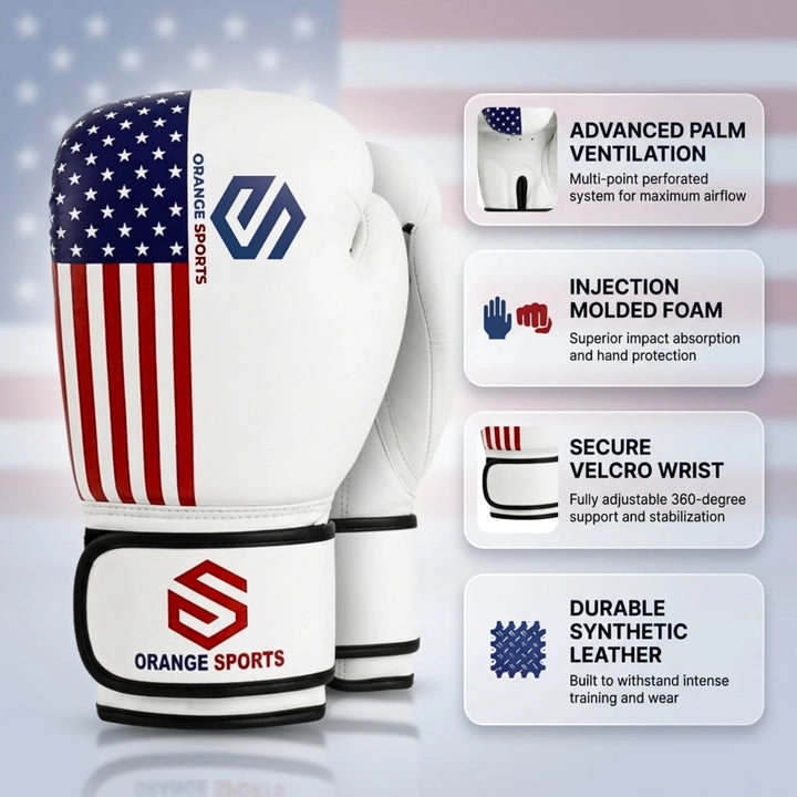 Orange Sports Boxing Gloves for Sparring, Muay Thai &amp; MMA – 8 oz, 10 oz &amp; 12 oz