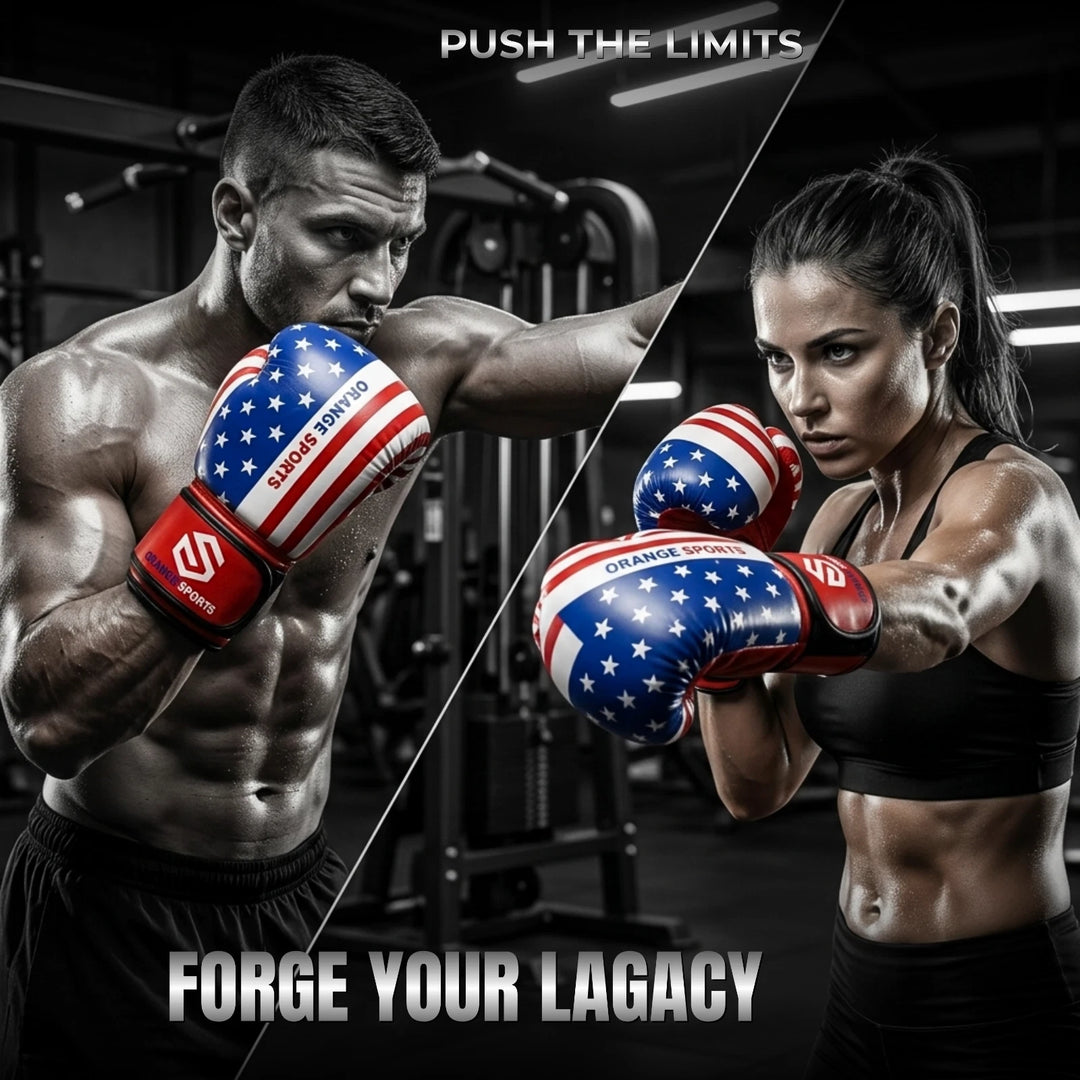 Orange Sports Boxing Gloves for Muay Thai, Kickboxing &amp; MMA – 8 oz, 10 oz &amp; 12 oz