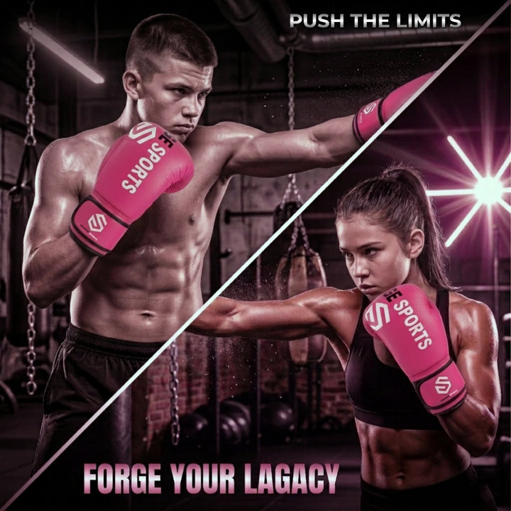 Orange Sports Pink Boxing Gloves – Synthetic Leather Muay Thai, Kickboxing &amp; Sparring Gloves