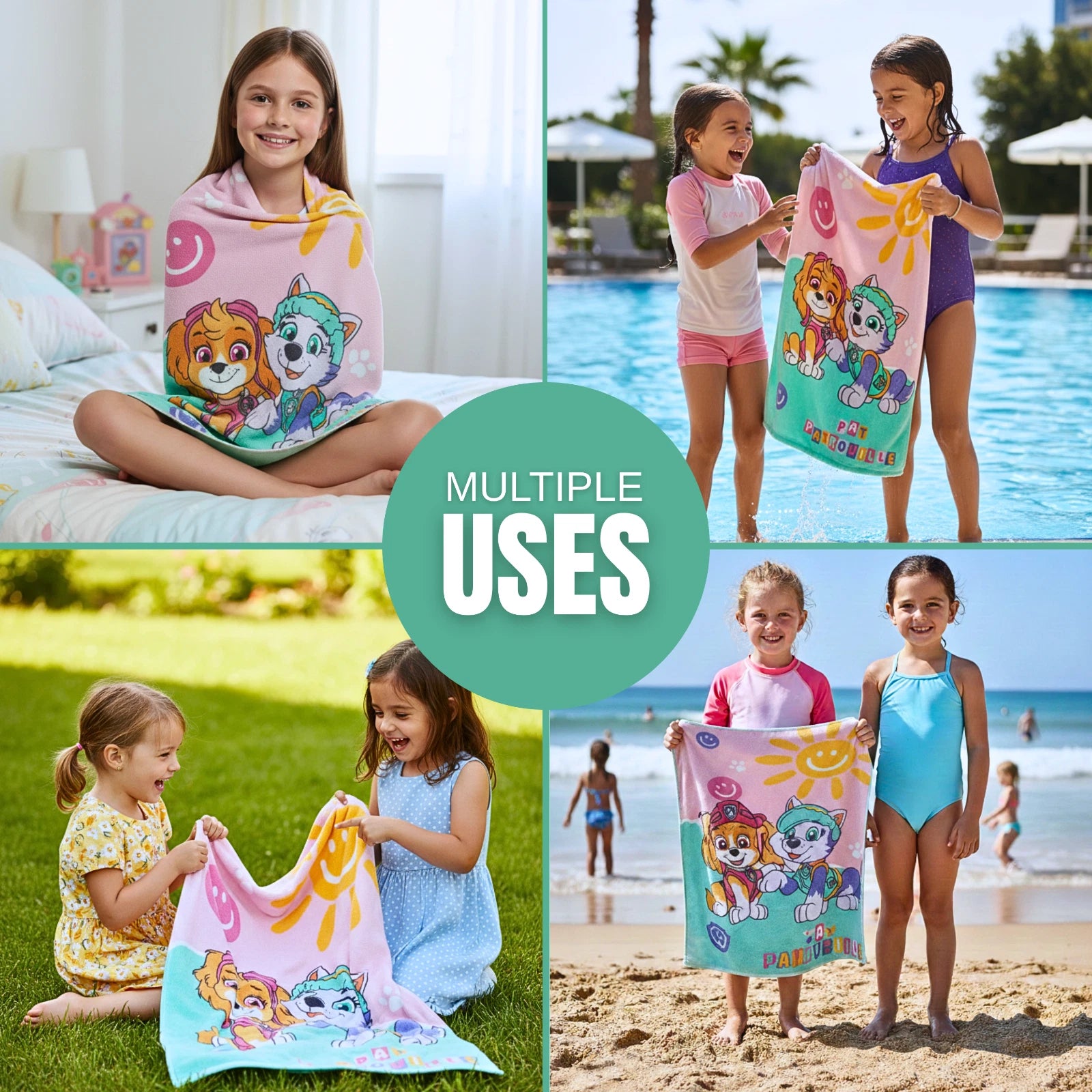 Pat Patrouille Kids Super Soft Cotton Bath/Pool/Beach Towel, (48 x 28) Inches